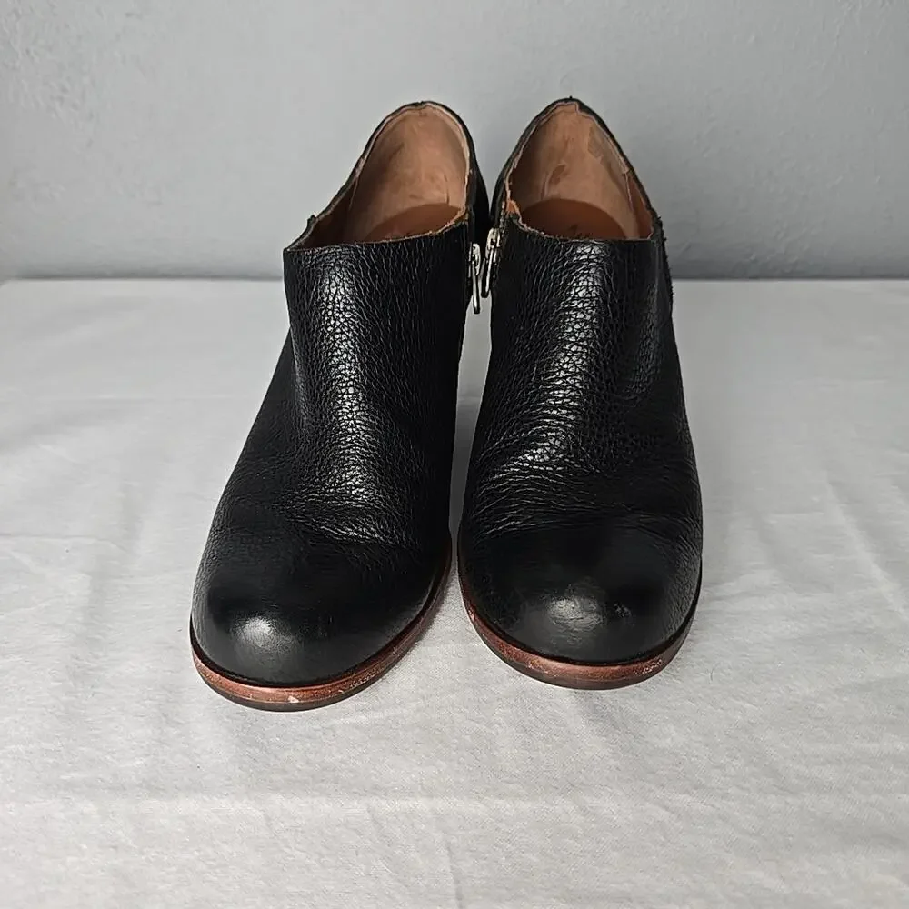 Kork-Ease Holmes Ankle Leather Wedge Heel Black Booties Size 8 Work Casual‎